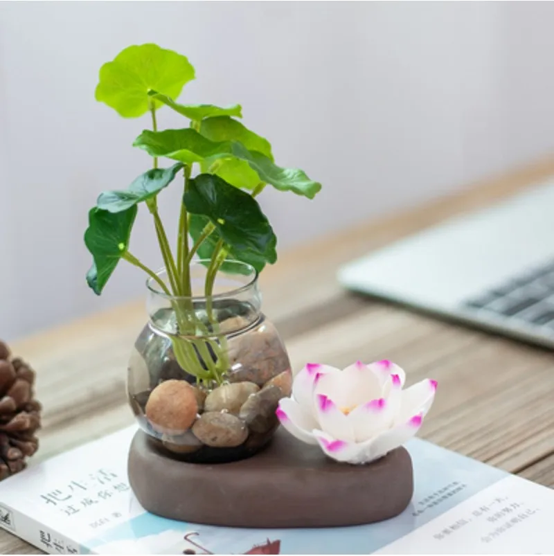 Creative Glass Vase Ceramic Flower Hydroponic Container Home Decoration Small Flower Home Decoration Tea Table - Цвет: Purple