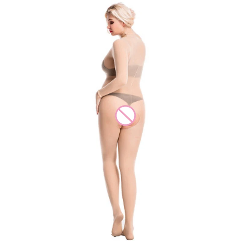 Women 912 Needle Transparent Pantyhose Thin Temptation Open Crotch Body-Stocking High-Elastic High-Collar Jumpsuit | Тематическая