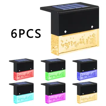 

6PCS Solar Lights Solar Step Lights Outdoor Waterproof Led Solar Stair Fence Lamp decoration for Patio Stairs Garden Yard