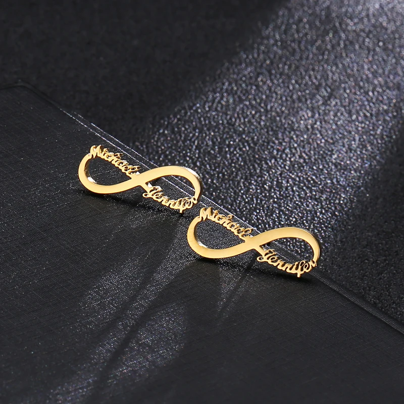 

Personalized Infinite Stud Earrings Custom Name Any Letter For Women Stainless Steel 1 Pair Stud Earrings Cursive Nameplate Gift