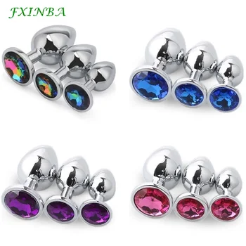 FXINBA Stainless Steel Anal Plug Metal Butt Plug Large Set Tail Anal Beads Jewelry Buttplug Adult Sex Anal Toys for Women Man 3