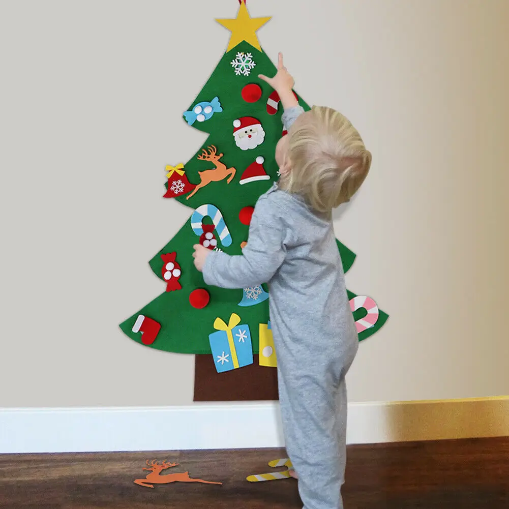 Pudcoco США DIY Войлок Рождественская елка настенная подвесная игрушка DIY художественные наклейки для дома наклейки на дверь украшения детские развивающие игрушки