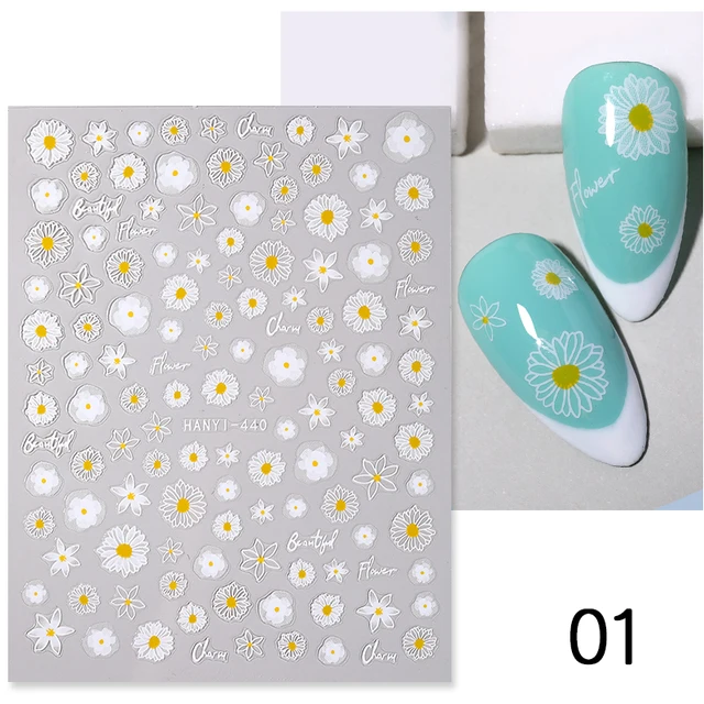 Black White Butterfly 3D Nails Sticker Geometry Decals Flower Gold DIY Decals Designs For Nail Art Manicures Decorations Salon 14