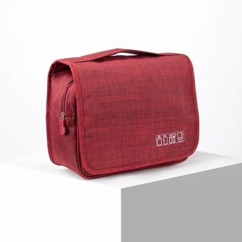 

Toiletry bag, zippered compartment, with a hook, red
