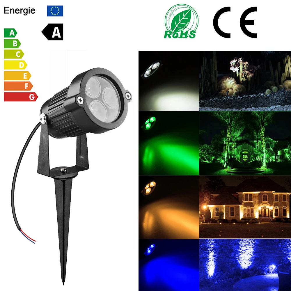 

LED Lawn Light Green LED Garden Flood Light Yard Patio Path Spotlight Lamp 3*3W AC 85-265V Decorative lights Waterproof