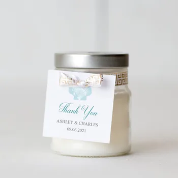 

Personalized Wedding Tags Beach Wedding Favor Tag"Seaside Romance" Bridal Shower Tags Square or Round