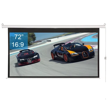 

72 inch 16:9 Wall Mounted Matte White Fabric Fiber glass Electric Motorized Pull Down HD Projector Screen For Home Theater