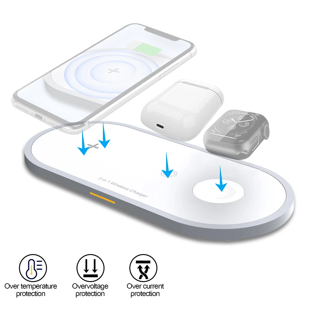 

Qi Wireless Charger Pad for IPhone 11 Pro XS Max XR X Watch IWatch 5 4 3 2 Charge Dock Stand 3 In 1 Smart Phone Charger