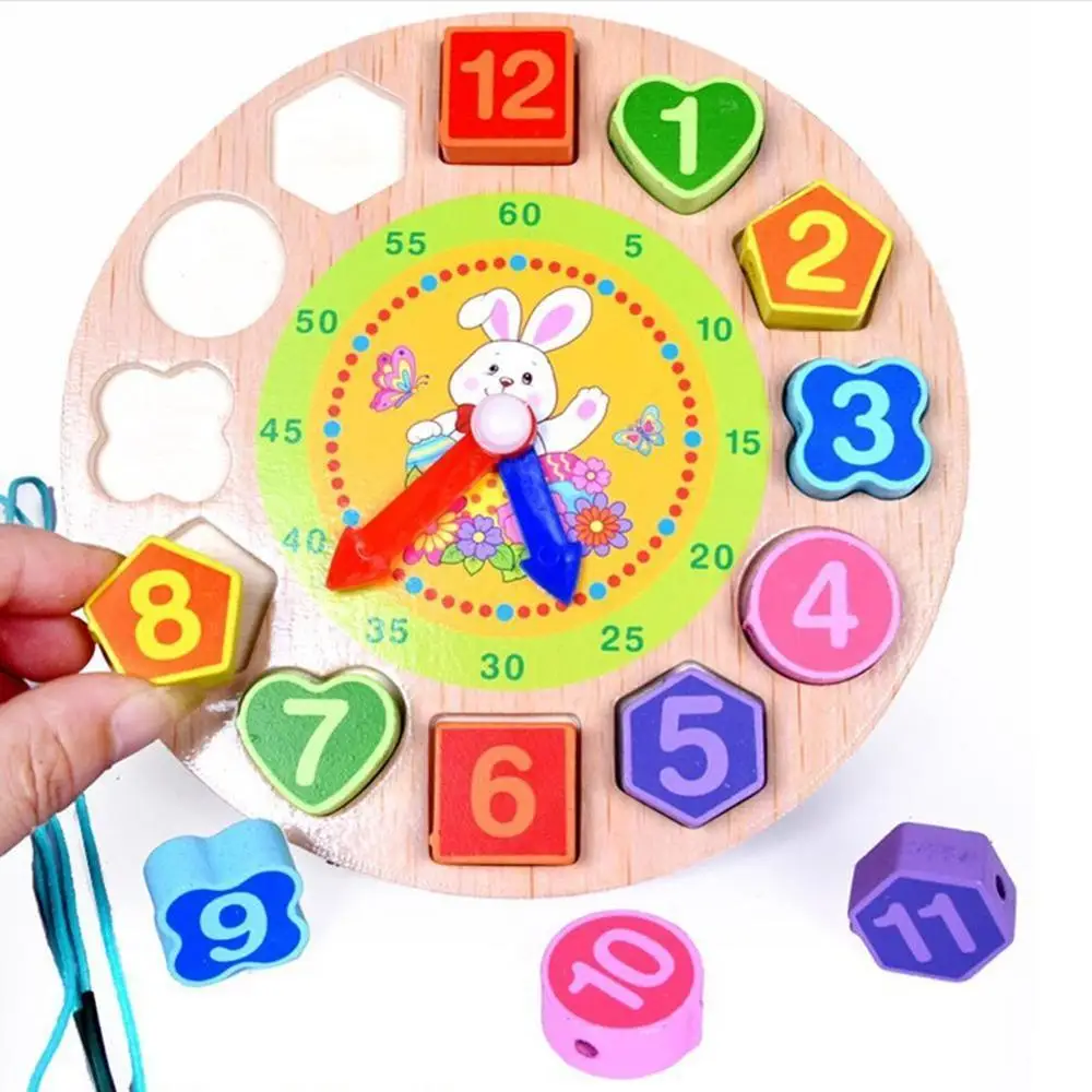 

Wood Digital Geometry Clock Wooden Blocks Toys Children Educational Toy Wooden Animal Cartoon Toys For Baby Boy Girl