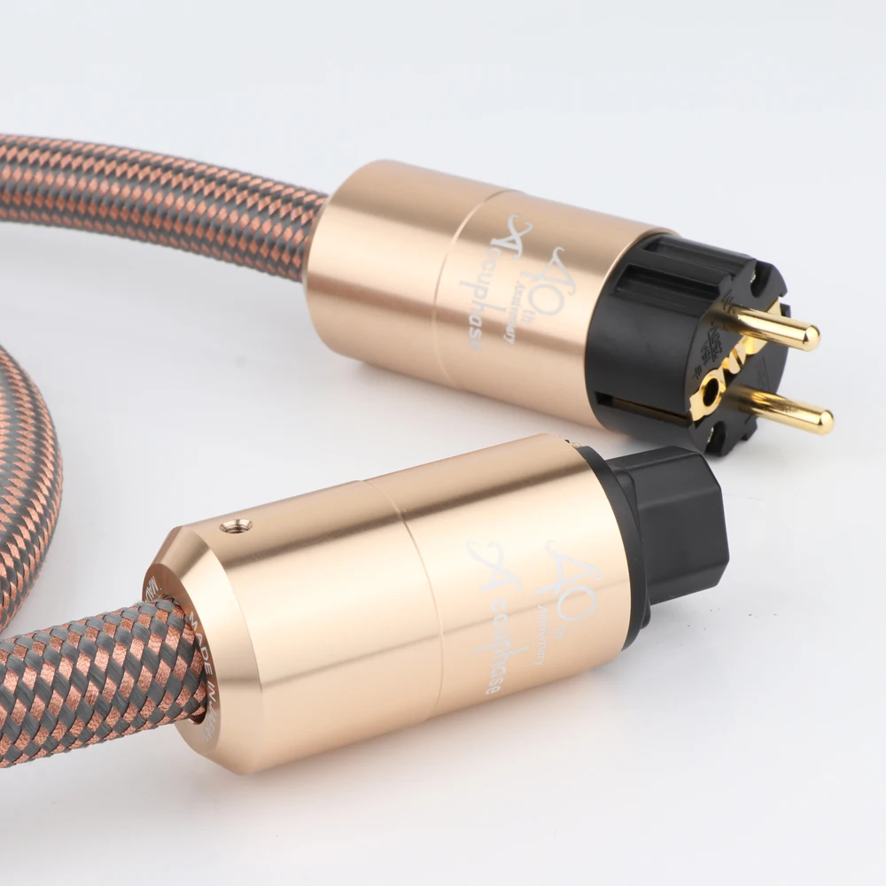 Jammas audio Hi-End amplifier OFC Pure Copper Schuko Euro EU+AC Female Male Gold Plated Power Plug Power Cable Cord Wire Standard: 3m, Color: EU version 
