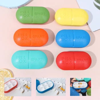 

6 Grids Mini Portable Pill Medicine Box Holder Storage Organizer Tablet Container Dispenser Case Pill Box Splitters For AM PM