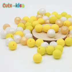 Cute-idea 9mm 10pcs Silicone Round Beads Food Grade Baby Teether Necklace Chewable Teething Bead for Pacifier Chain Toys