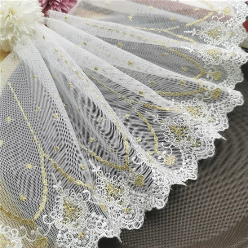 2020 New DIY Handmade Material Lace Trim Fabric Gold Thread Embroidery Clothing Accessories 21CM Wide RS2749 | Дом и сад