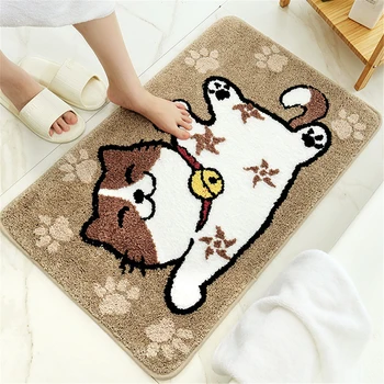 

Cartoon Pattern Anti Skid Rug Absorbent Doormat Rectangle Animal Cat Printing Home Soft Bedroom Livingroom Rug Descor Accessorie