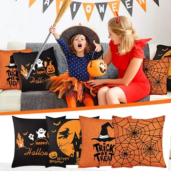 

4/8pcs Halloween Christmas Pillow Case Sofa Waist Throw Cushion Cover Decor Pillow Case Sofa Covers Home Sofa Seater Car Decor