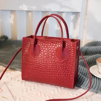 

2020 New Ladies Texture Pattern Handbags Fashion Vintage Solid Color Shoulder Bag Large Capacity Female Tote