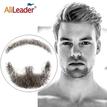 Alileader-cabelo de barba falsa, mais vendido, feito à mão, 100 por cento real, renda suíça, confortável, remy, pelo invisível, bigode para homens