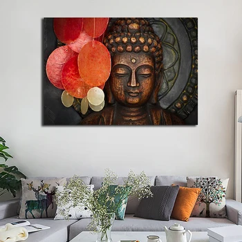 

OUCAG Abstract Buddha Canvas Paintings Portrait Posters and Prints Wall Art Pictures Cuadros for Living Room Home Decor Posters