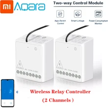 Xiaomi Aqara реле двусторонний модуль управления беспроводное реле ZigBee контрольный Лер 2 канала умный светильник переключатель управления несколько Devic