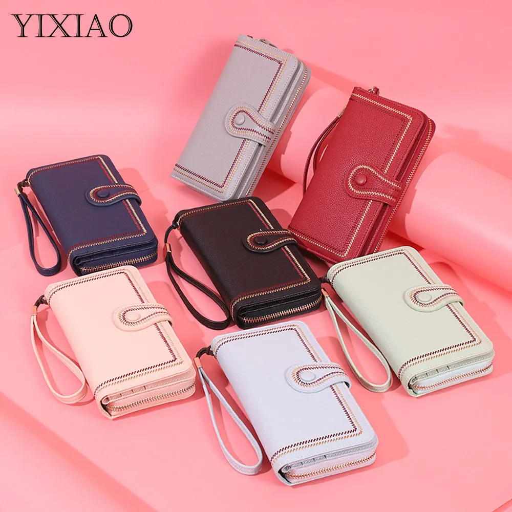 

YIXIAO Leather Luxury Long Wallet Women Fashion Card Holder Coin Purse For Female Outdoor Casual Clutch New Ladies Daily Wallets