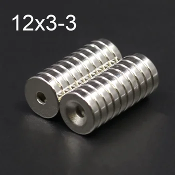 

10/30/50Pcs Neodymium Magnet 12mm x 3mm Hole 3mm N35 NdFeB Round Super Powerful Strong Permanent Magnetic imanes Disc 12x3Hole 3