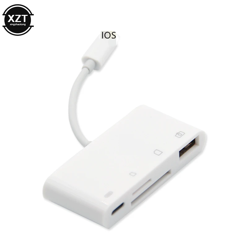4в1 TF SD кард-ридер USB диск концентратор Lightning зарядное устройство адаптер для IPhone XS MAX XR X 5s 6 7 8 Plus
