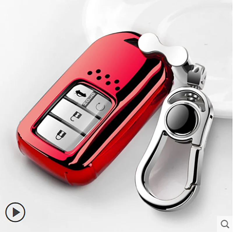 red Дистанционный смарт-чехол для ключей, чехол для Honda, подходит для Civic, для HR-V, CRV, Odyssey Accord, 2013-, ТПУ, черный, автомобильный стиль - Название цвета: red