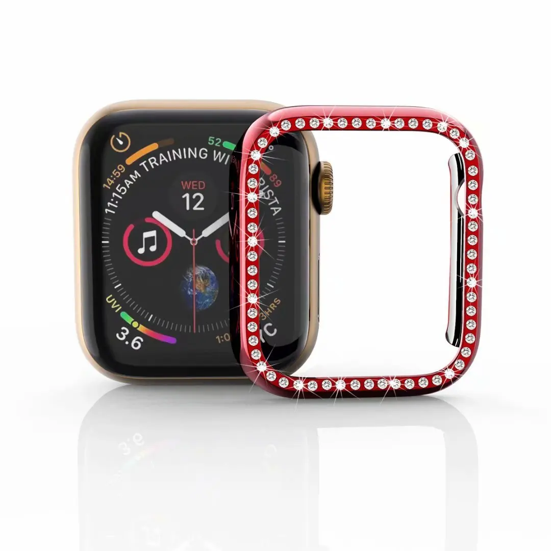 Жесткий чехол из поликарбоната для Apple Watch 4, 5, 40 мм, 44 мм, блестящая Алмазная рамка, защитный бампер для iWatch серии 3, 2, 1, 38 мм, 42 мм, оболочка