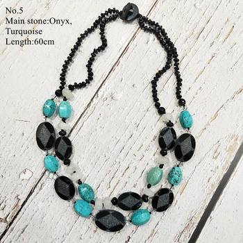 

LiiJi Unique Stocksale Necklace Onyx,Turquoises,Pyrite,Tourmalined Quartz Necklace Only 1PCS each stock