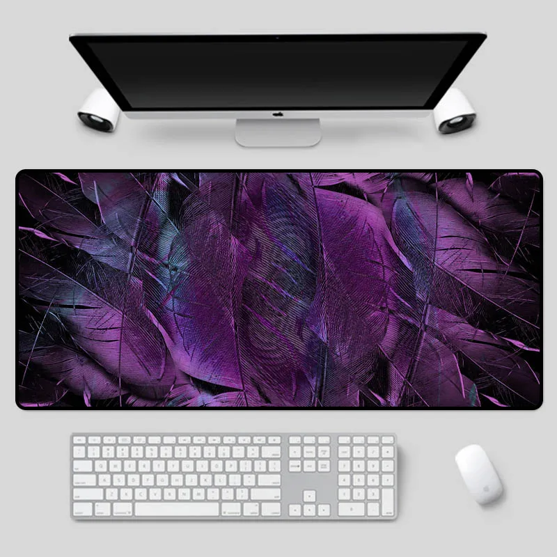 

XGZ Large size art series mouse pad abstract purple feather table mat beautiful home office essential high quality keyboard pad