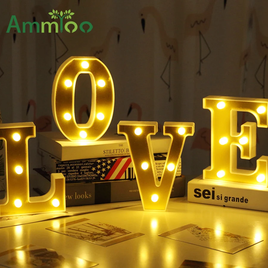

Luminous Letter Led Light Creative 26 English Alphabet Number Party Light Led Lamp Battery Romantic Wedding Decoration Drop Ship