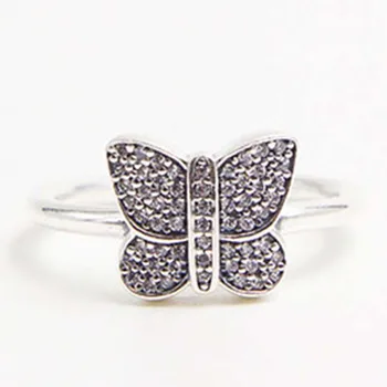 

Trendy Sterling Silver 925 Women Wedding Engagement Ring Butterfly Shaped Female Silver Finger Jewelry with Box YJZ119