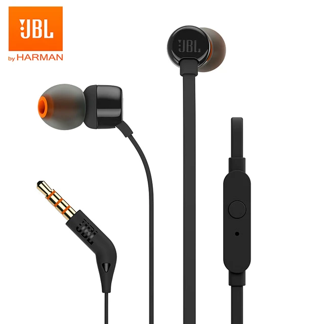 JBL TUNE 110 3.5mm Earphones T110 Stereo Music Deep Bass Sports Headset In-