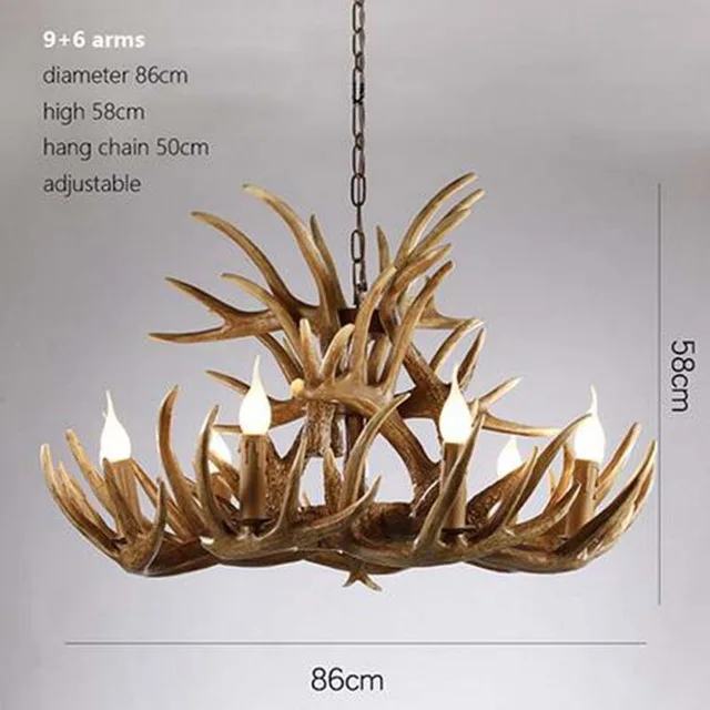 Retro Resin Antler Pendant chandelier Living room Restaurant Bar  4/6/9 Arms Brown White E14 Deer Horn lights house decoration flower chandelier Chandeliers