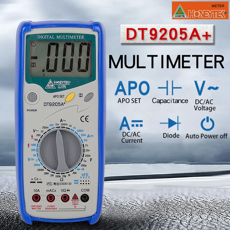 DT9205A мини конденсатор мультиметр Цифровой Профессиональный транзистор удержания данных Транзистор тестер Мульти-тестер цифровой