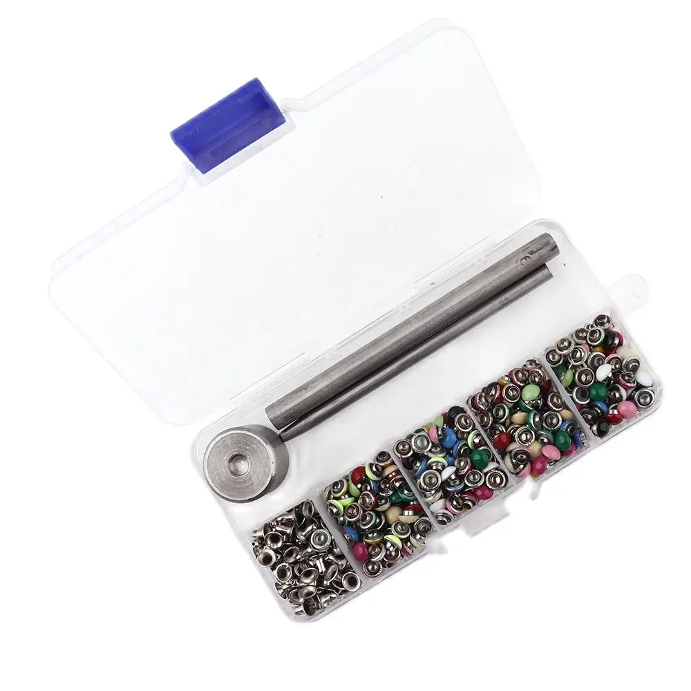 

180sets Colorful Double Cap Rivet Metal Studs Leather Craft Rivets with 1set tool 8mm for DIY Craft Clothes Shoes Belts Decor
