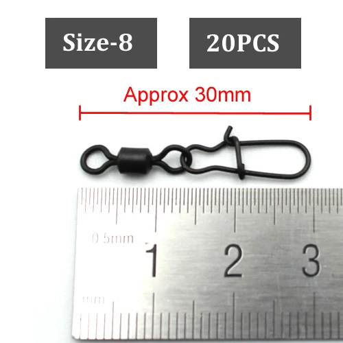 20PCS Size-8 20Pcs Carp Fishing Rolling Swivel Hook Snap Connector Pin for Carp Rig Bearing Rolling Swivel Hook Snap Clip Fishing Accessories - Цвет: 20PCS Size-8