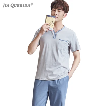 

Pijama Set Pajamas Set Man Clothes Fashion Style Casual Style Crew Neck Pjs Man Solid Short Sleeve Long Pants Front Pocket