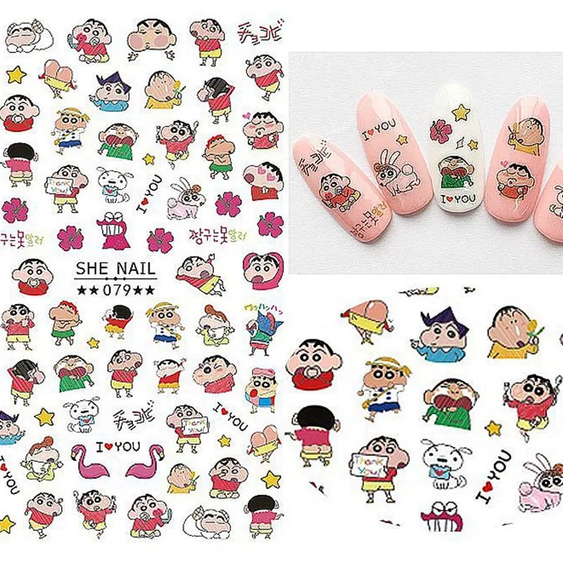 

2 Sheets/lot Self-adhesive Various Pop Emoticon Cartoon Animal Floral Pattern Nail Art Stickers Decorations Manicure DIY SHE#