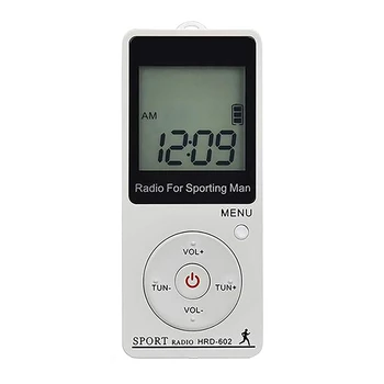 

HOT-Portable FM / AM Radio LCD Display Radio Conference Receiver with Earphone Sports Peeter(White)