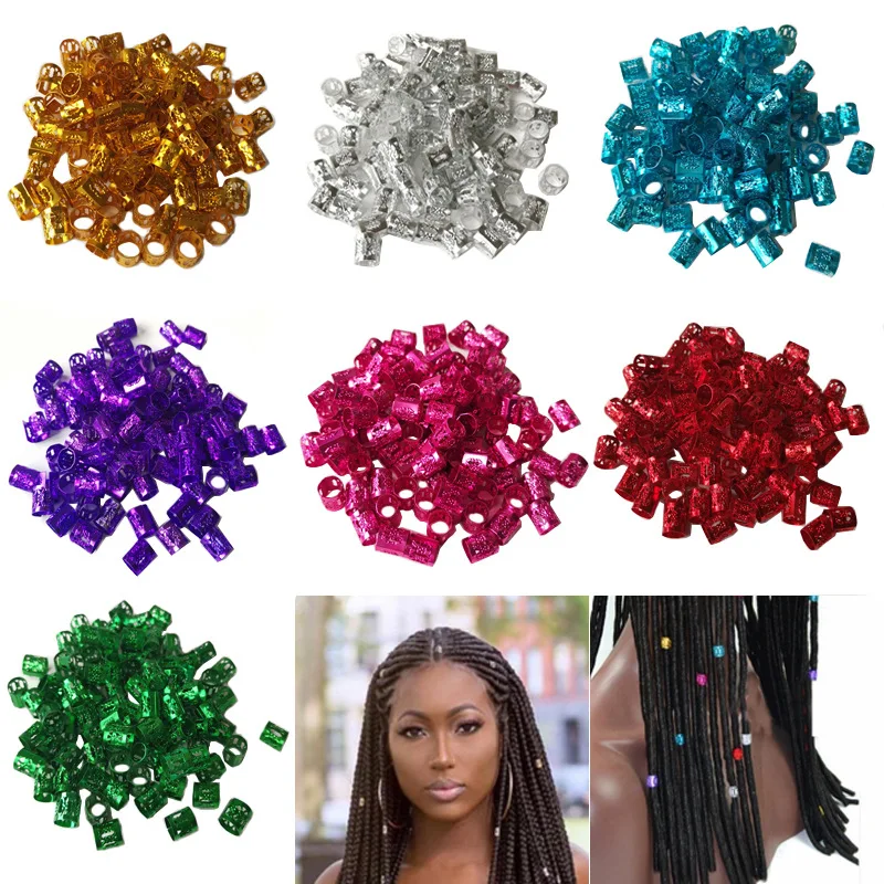 100pcs metal tube ring beads for braids hair beads for dreadlocks adjustable hair braid Wig hair extension buckle hair rings