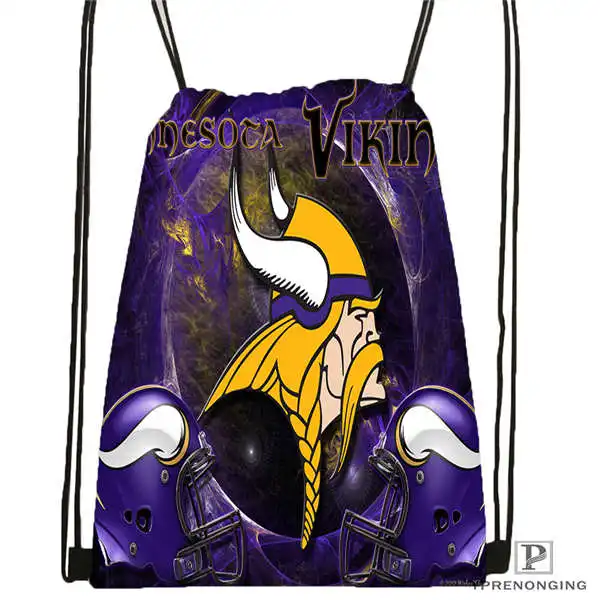 Drawstring Backpack Пользовательский winnick-vikings-сезонная походная сумка на шнурке милый рюкзак для детей(черная спинка) 31x40 см#20180611-02-93 - Цвет: Drawstring Backpack