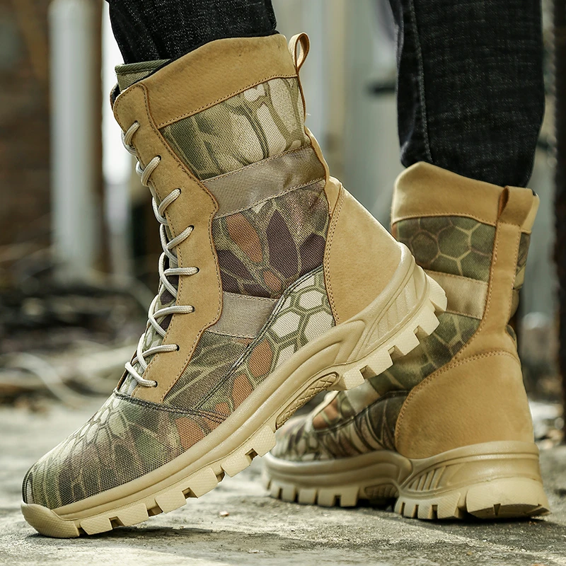 Botas de estilo militar para Hombre, zapatos de senderismo de alta calidad, botines de combate táctico, talla 39 45|Zapatos senderismo| - AliExpress