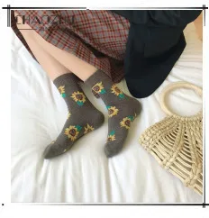 CHAOZHU Classic New Loose Socks Women 200 Needles Cotton Knitting Rib Solid Colors 14 Kinds of 4 Seasons Basic Daily Women Socks