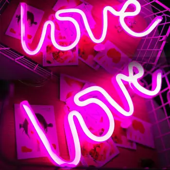 

Romantic Pink LOVE Letters USB Charging LED lighting pannel Light Home Decor room Lamp wedding Festival Party Home light