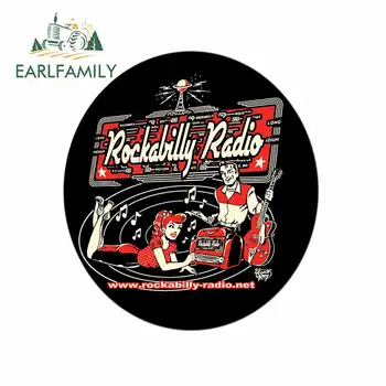 

EARLFAMILY 13cm x 11.9cm for Rockabilly Radio Music DIY Motorcycle Car Stickers Waterproof Fashion Anime Decals SUV Decoration