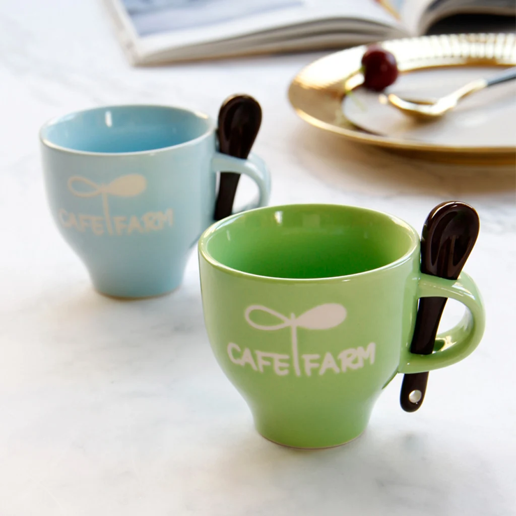 Dishwasher Safe Ceramic Cute Letters Pattern Coffee Milk Mug Cup Home Office