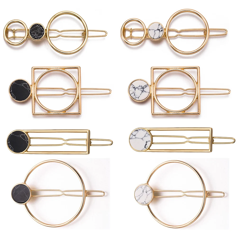 Fashion-Women-Girls-Metal-Circle-Square-Hair-Clips-Natural-Stone-Hairpins-Barrettes-Wedding-Hair-Clip-Accessories