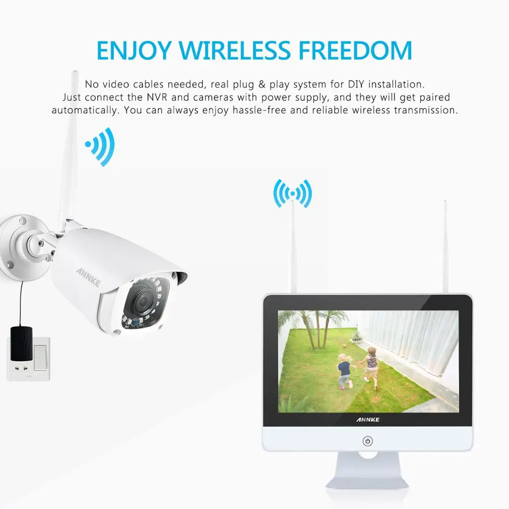 Камера видеонаблюдения ANNKE 8 каналов 1080P HD Wi Fi беспроводная NVR ЖК экран 12 дюймов