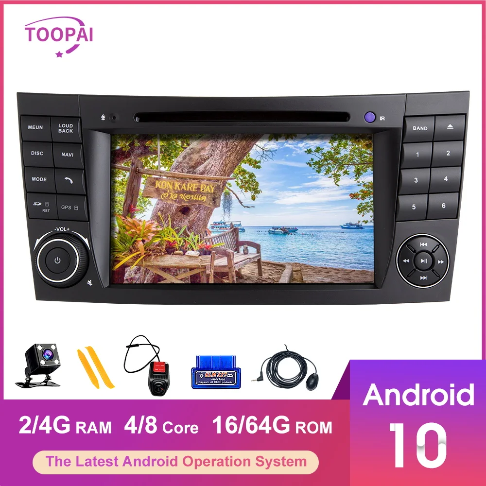 

TOOPAI Android 10 For Mercedes Benz E-Class W211 E300 CLS W219 2002-2009 Navigation GPS Multimedia Player Auto Radio 2/4G 16/64G